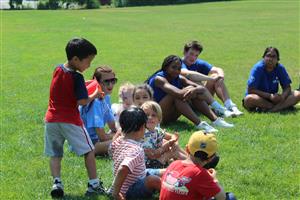 Water dunking game at camp